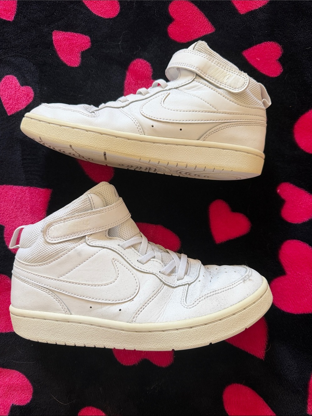 Nike Kids White High-Top Sneakers with Strap